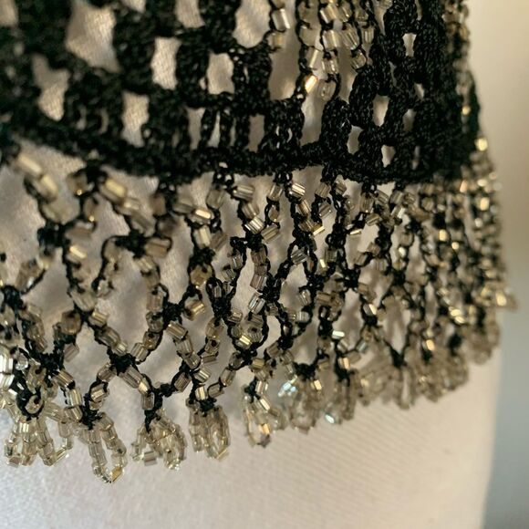 NWT Nataya vintage beaded crochet top. Short Sleeve. Black. Medium - Picture 4 of 6